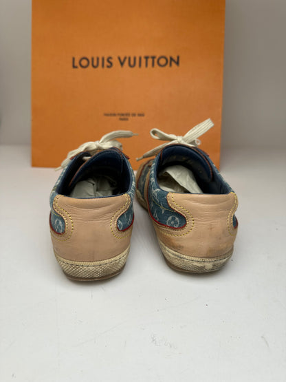 Vintage Louis Vuitton Monogram Denim Leather Sneaker Blue EU36