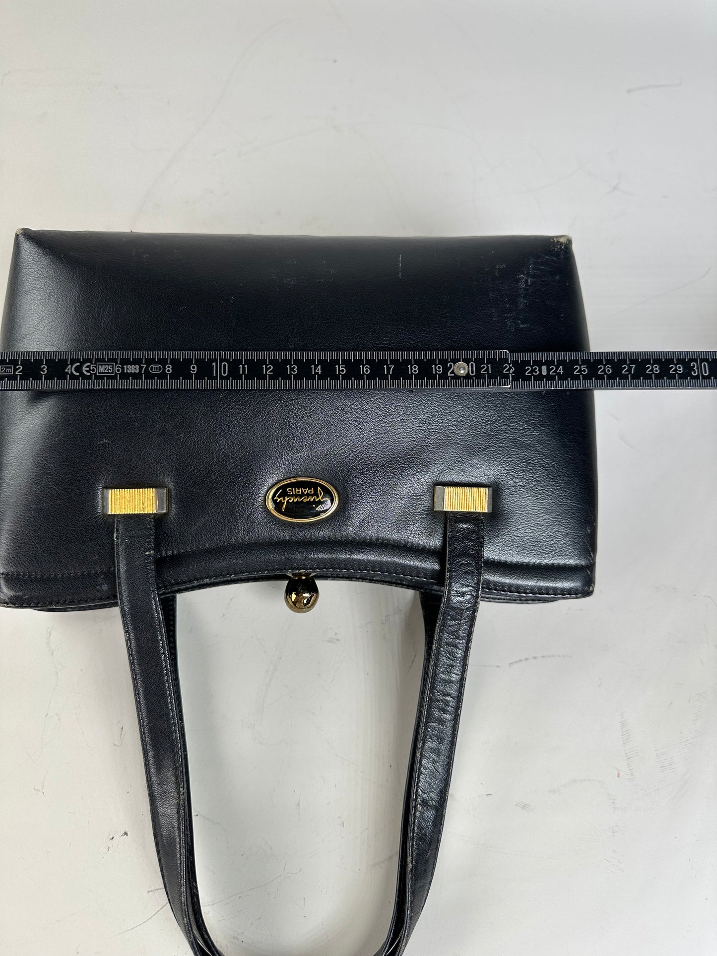 Vintage Givenchy Structured Leather Tote Black Gold