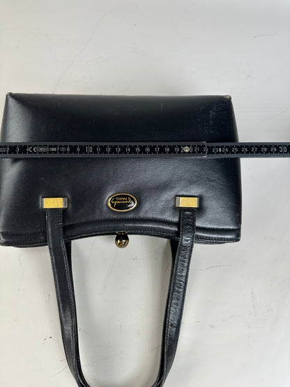 Vintage Givenchy Structured Leather Tote Black Gold