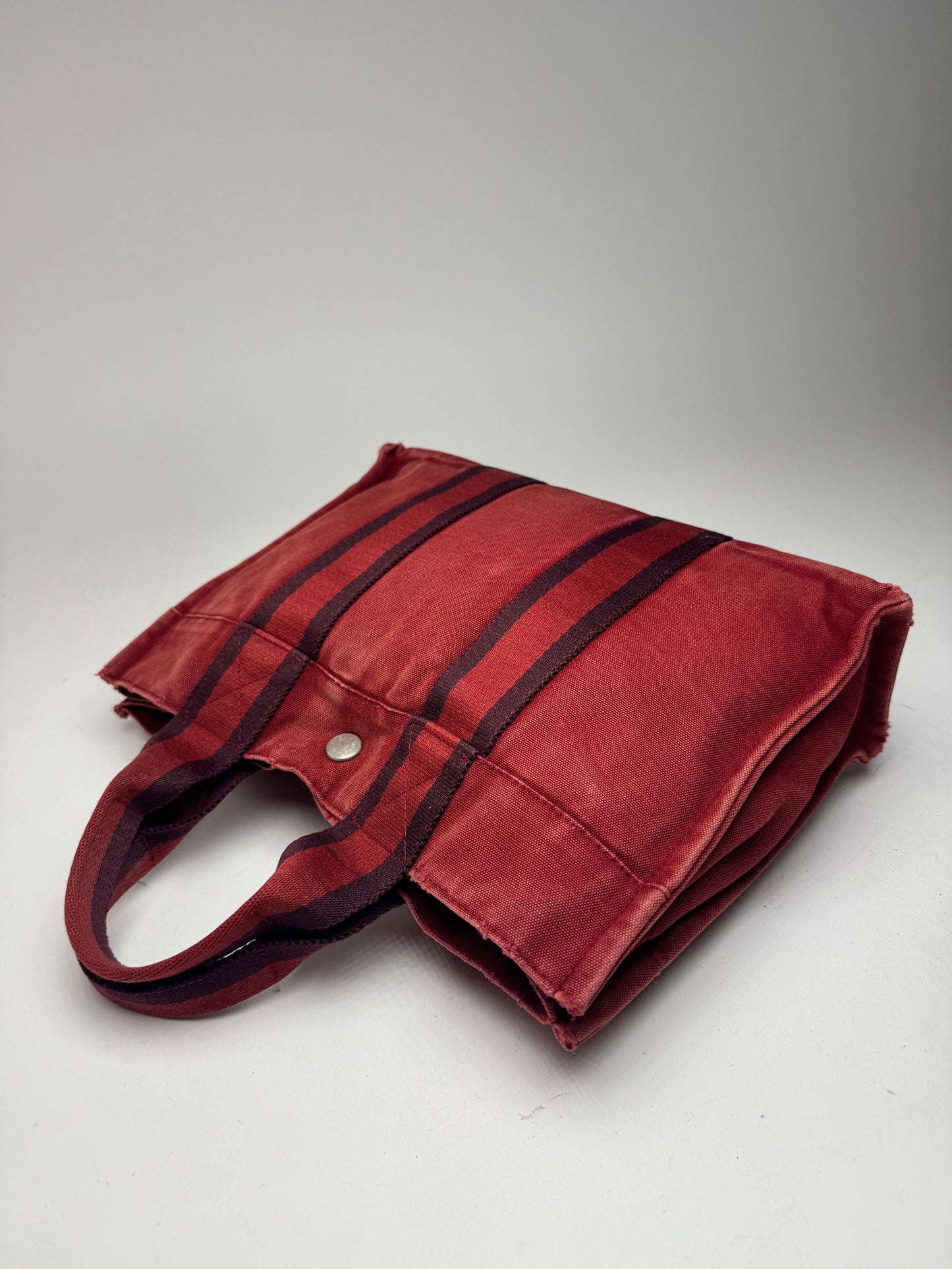 Vintage Hermes mini Canvas Tote Bag red Black