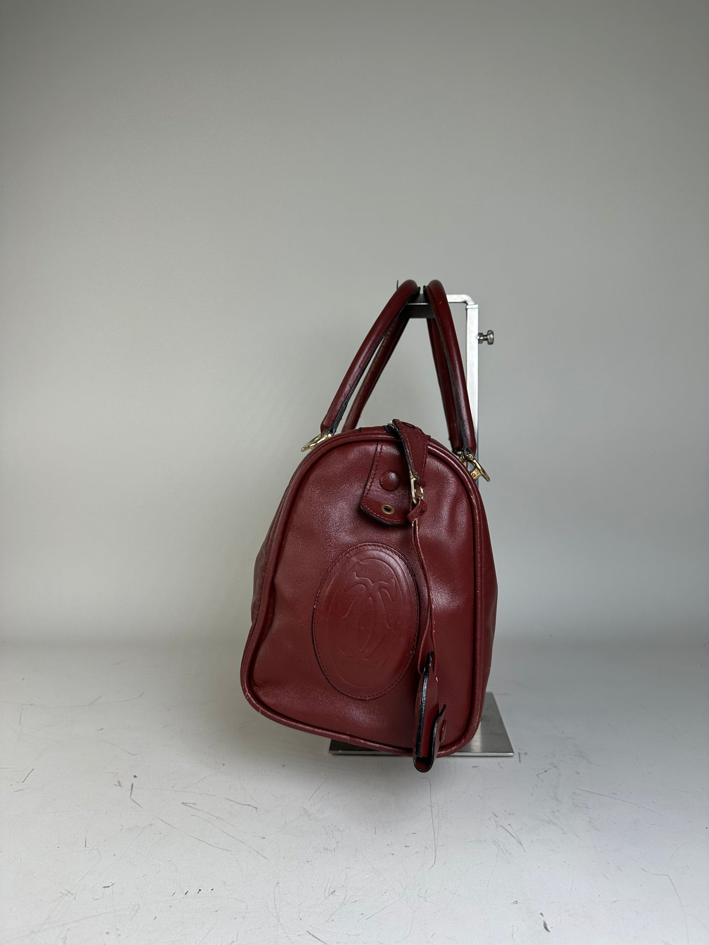 Vintage Cartier Le Must de Cartier Leather Bag Burgundy Gold