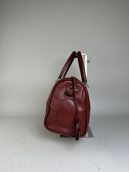 Vintage Cartier Le Must de Cartier Leather Bag Burgundy Gold