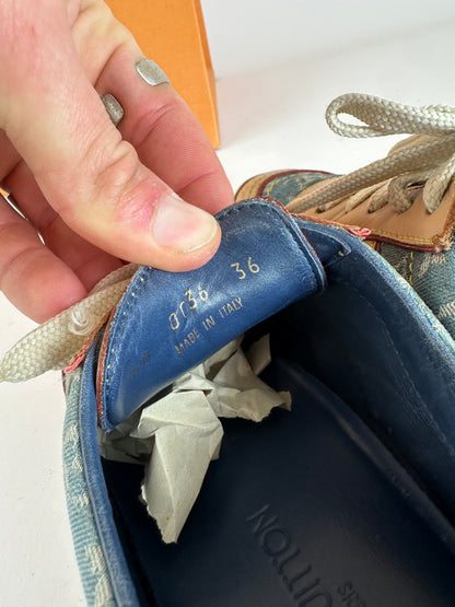 Vintage Louis Vuitton Monogram Denim Leather Sneaker Blue EU36