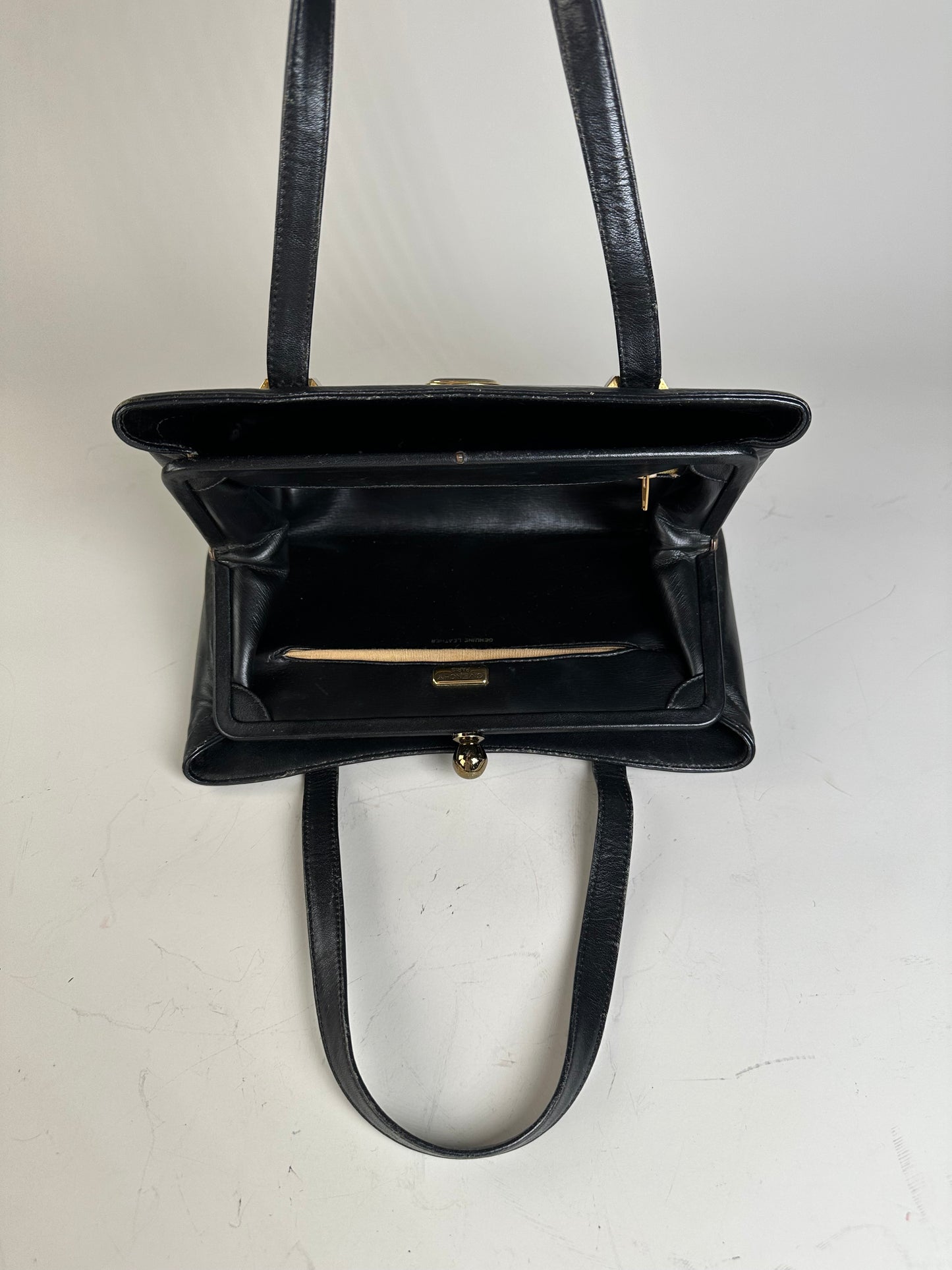 Vintage Givenchy Structured Leather Tote Black Gold