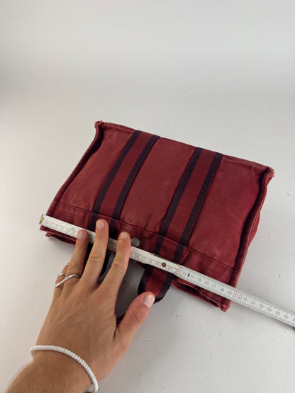 Vintage Hermes mini Canvas Tote Bag red Black