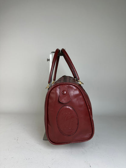 Vintage Cartier Le Must de Cartier Leather Bag Burgundy Gold