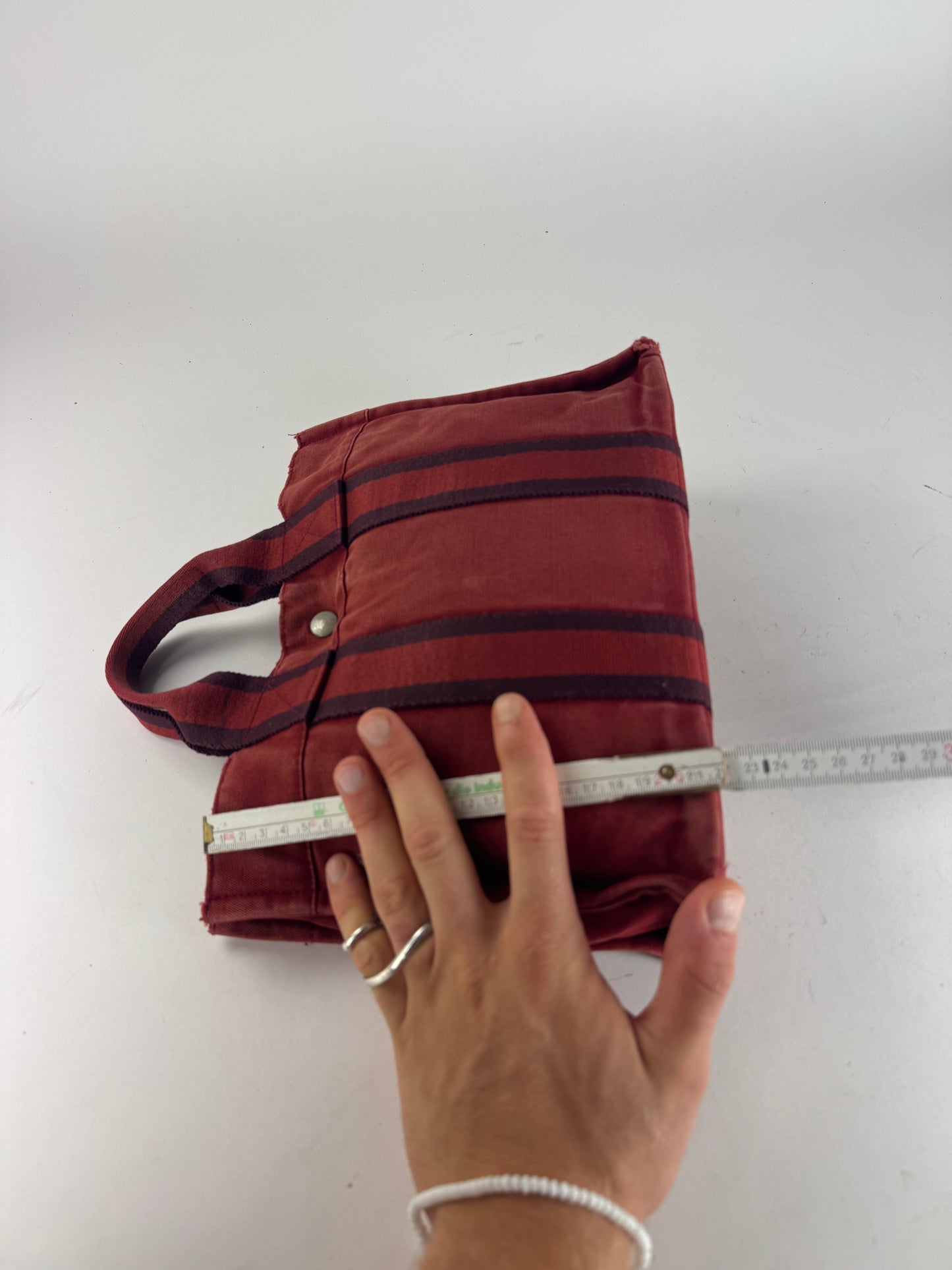 Vintage Hermes mini Canvas Tote Bag red Black