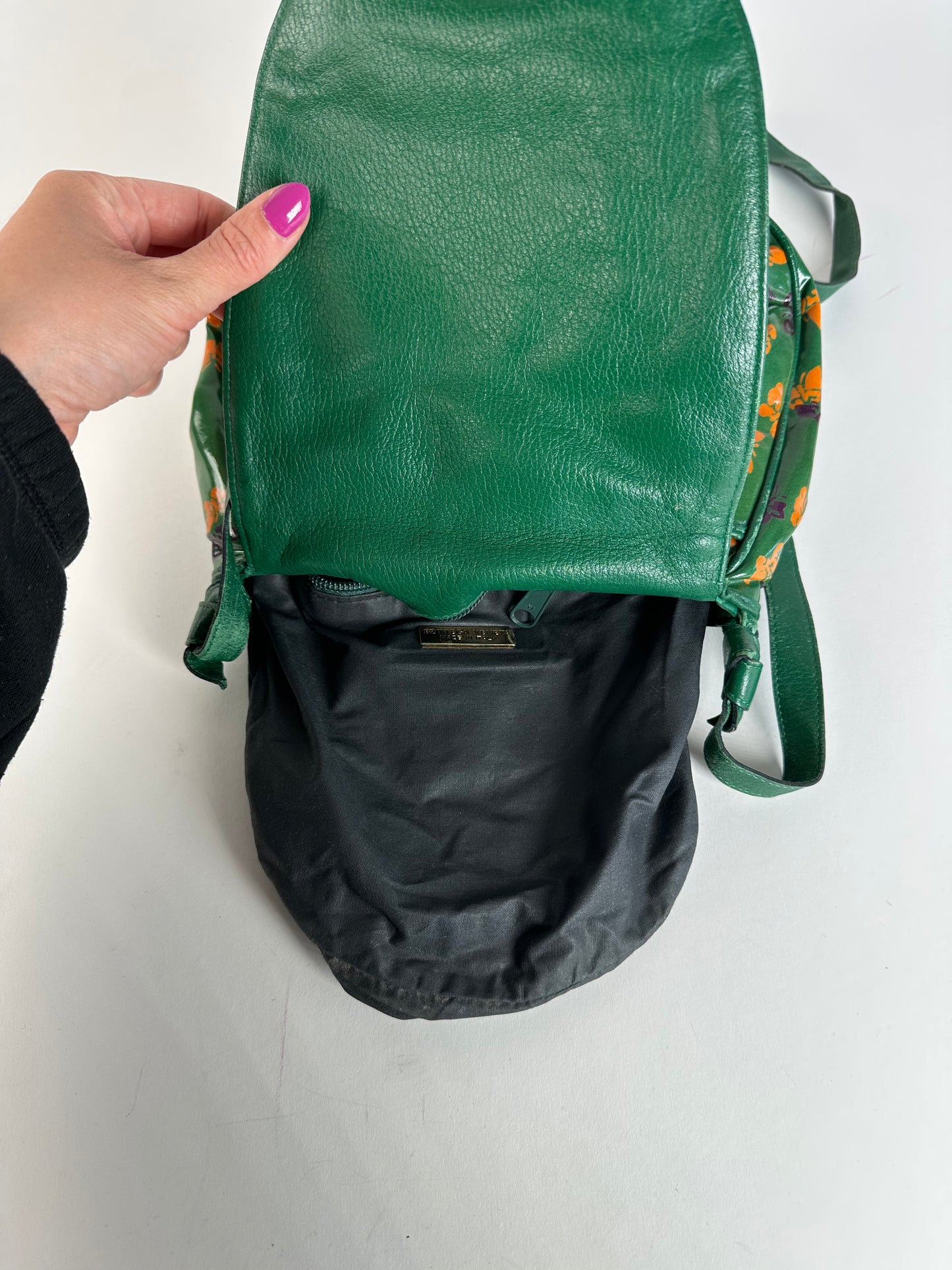 Vintage Bottega Veneta Butterfly Print Patent Shoulder Bag Green