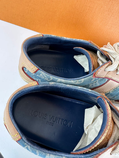 Vintage Louis Vuitton Monogram Denim Leather Sneaker Blue EU36