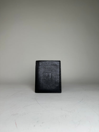 Vintage Celine Pebbled Leather Card Holder Black Gold