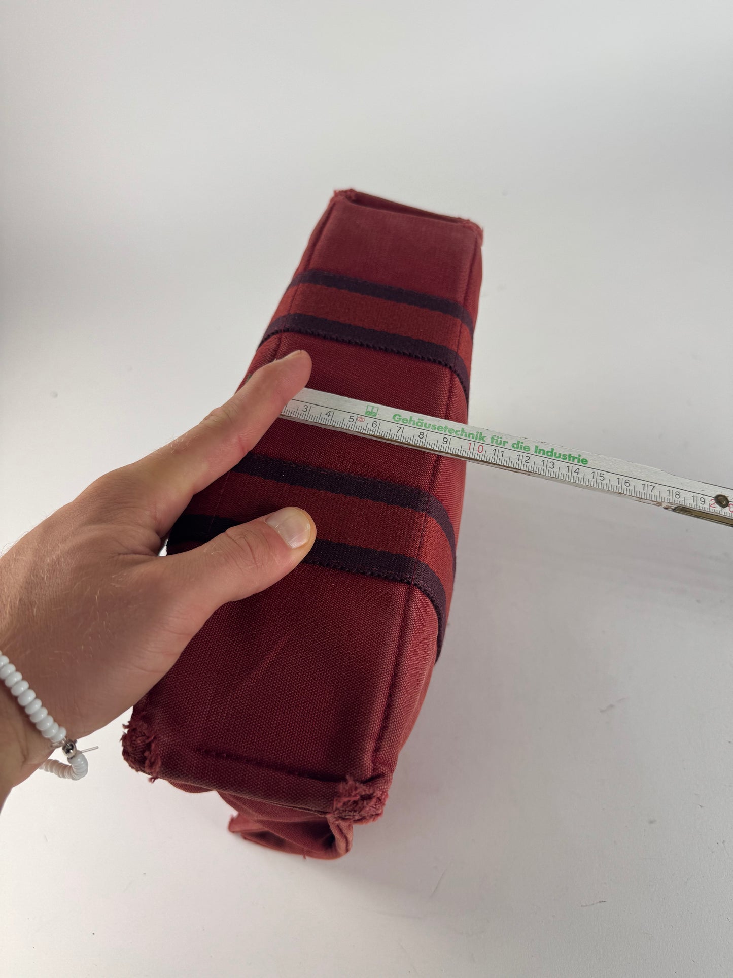 Vintage Hermes mini Canvas Tote Bag red Black