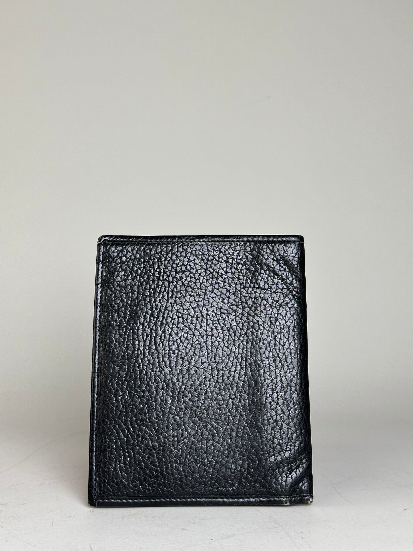 Vintage Celine Pebbled Leather Card Holder Black Gold
