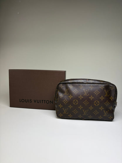 Vintage Louis Vuitton Monogram Canvas Cosmetic Pouch Brown Gold
