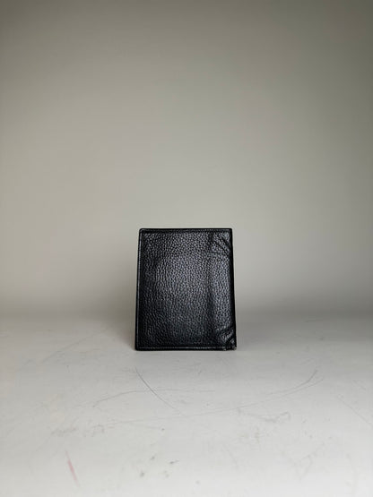 Vintage Celine Pebbled Leather Card Holder Black Gold
