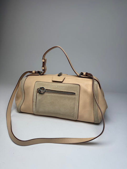 Vintage Salvatore Ferragamo 2Way leather / suede Handbag pink / grey