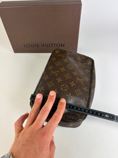 Vintage Louis Vuitton Monogram Canvas Cosmetic Pouch Brown Gold