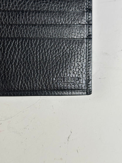 Vintage Celine Pebbled Leather Card Holder Black Gold