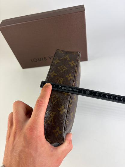 Vintage Louis Vuitton Monogram Canvas Cosmetic Pouch Brown Gold