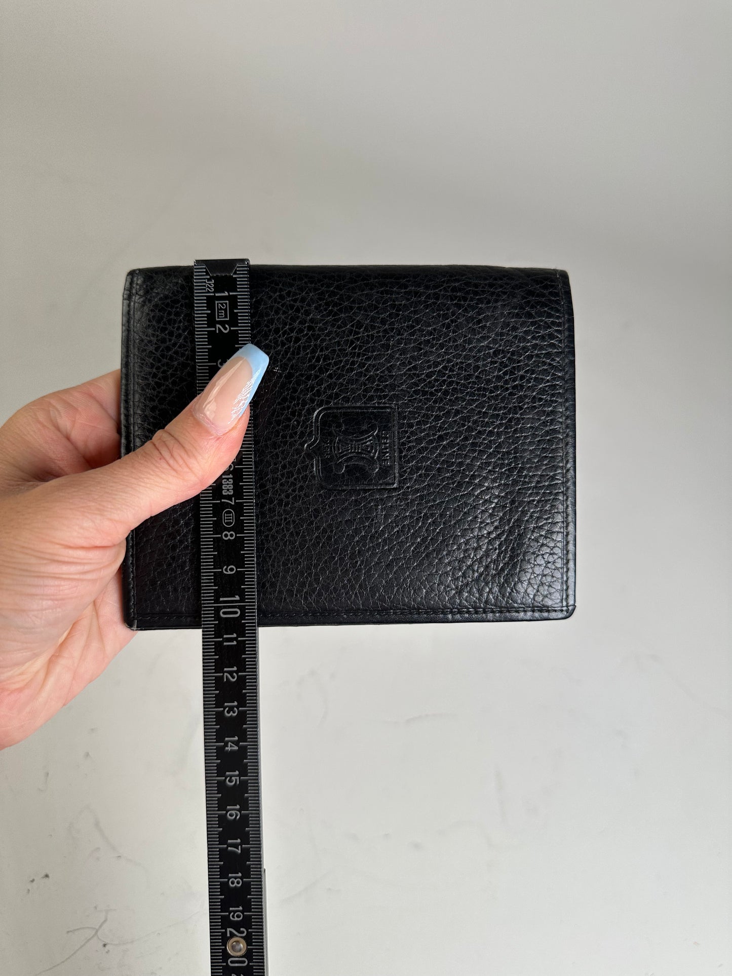 Vintage Celine Pebbled Leather Card Holder Black Gold