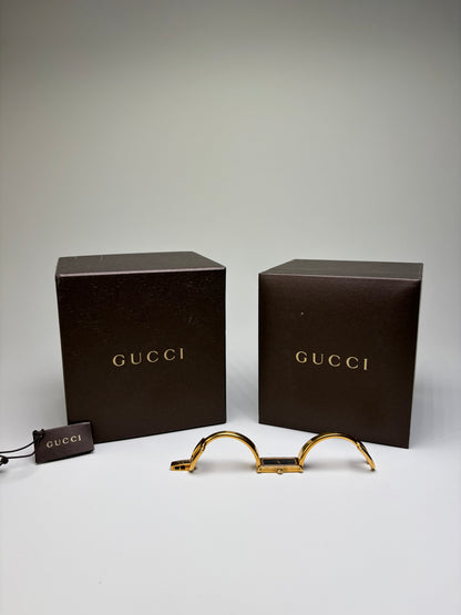 Vintage Gucci Gold-Tone Bracelet Watch Black Dial