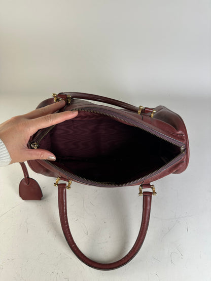 Vintage Cartier Le Must de Cartier Leather Bag Burgundy Gold