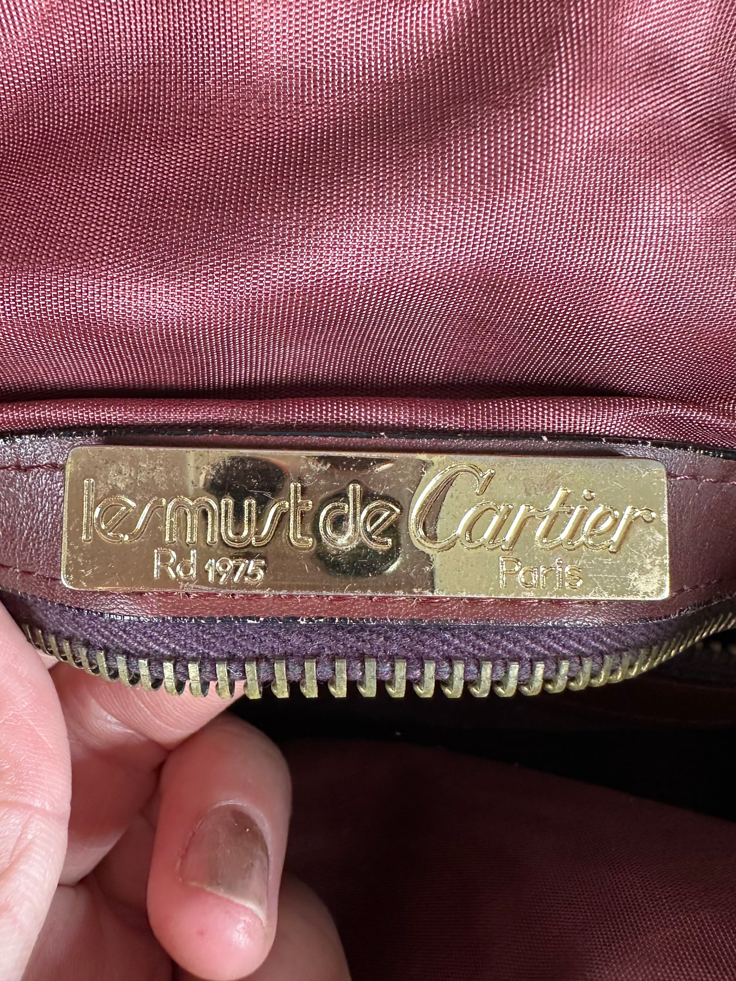 Vintage Cartier Le Must de Cartier Leather Bag Burgundy Gold