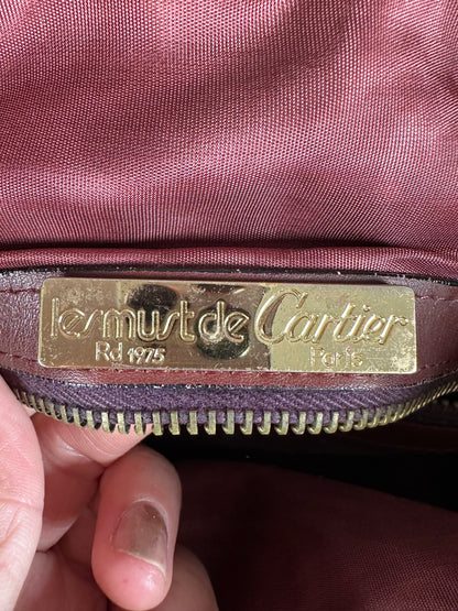 Vintage Cartier Le Must de Cartier Leather Bag Burgundy Gold