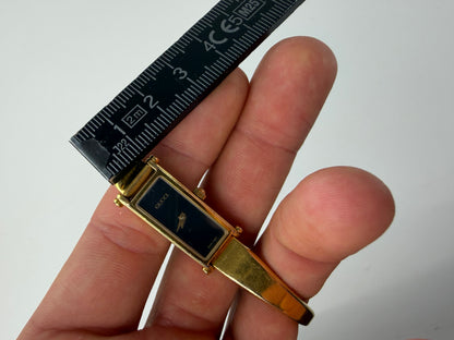 Vintage Gucci Gold-Tone Bracelet Watch Black Dial