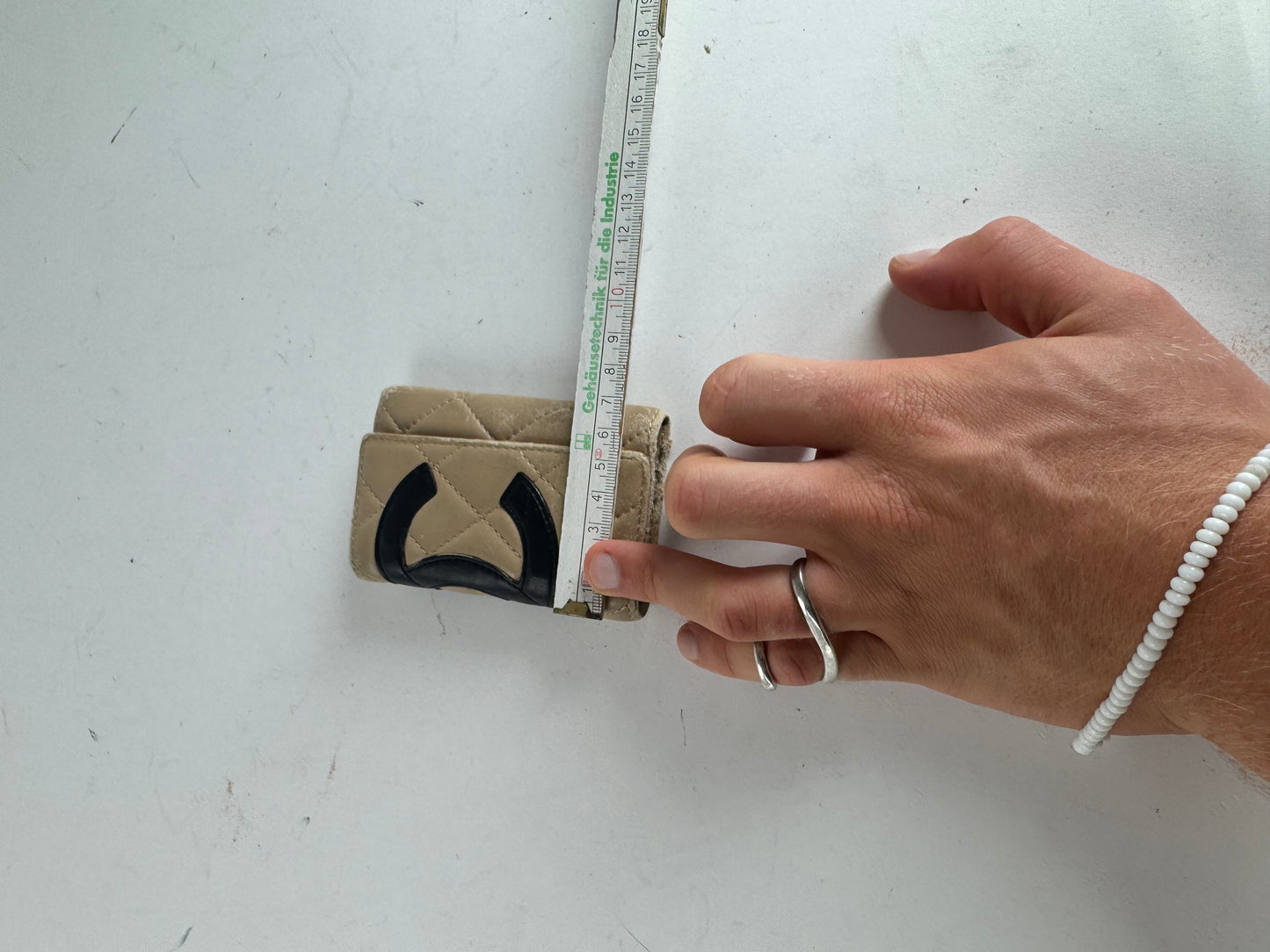 Vintage Chanel Leather Key Holder Beige black