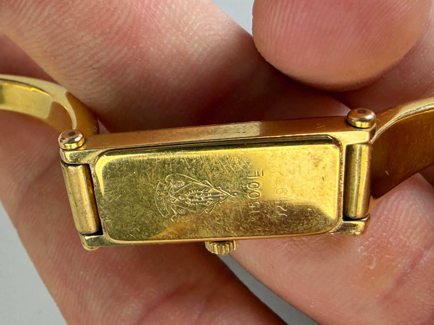 Vintage Gucci Gold-Tone Bracelet Watch Black Dial
