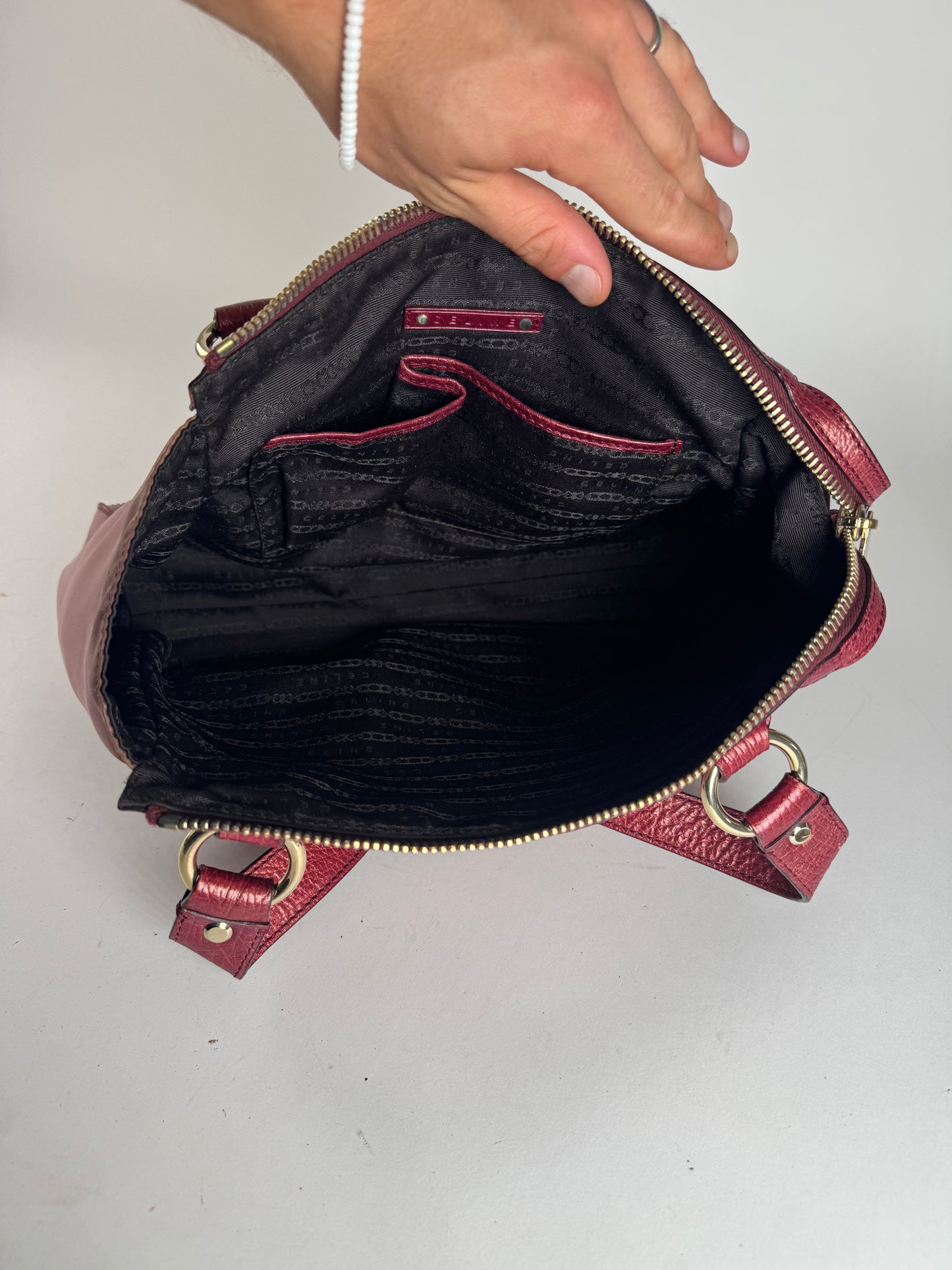 Vintage Celine polyester Leather Bag Purple