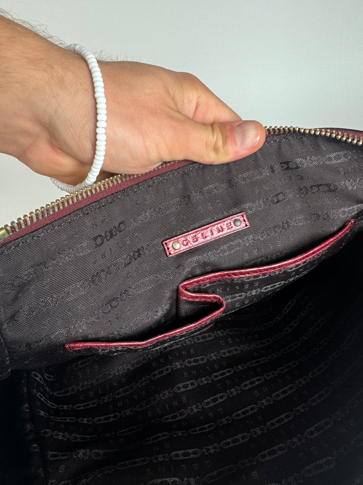 Vintage Celine polyester Leather Bag Purple