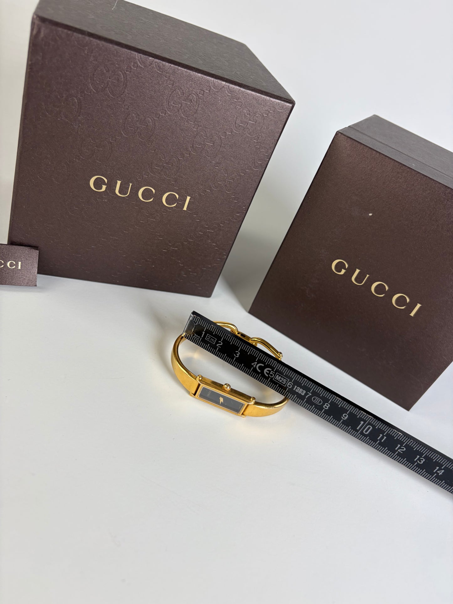 Vintage Gucci Gold-Tone Bracelet Watch Black Dial