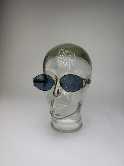 Vintage Fendi Oval Sunglasses Late 1990s Gold Black