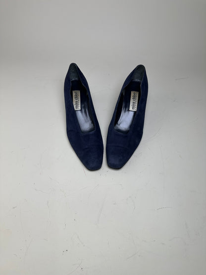 Vintage Chloe Suede Pumps Navy Black Block Heel EU37