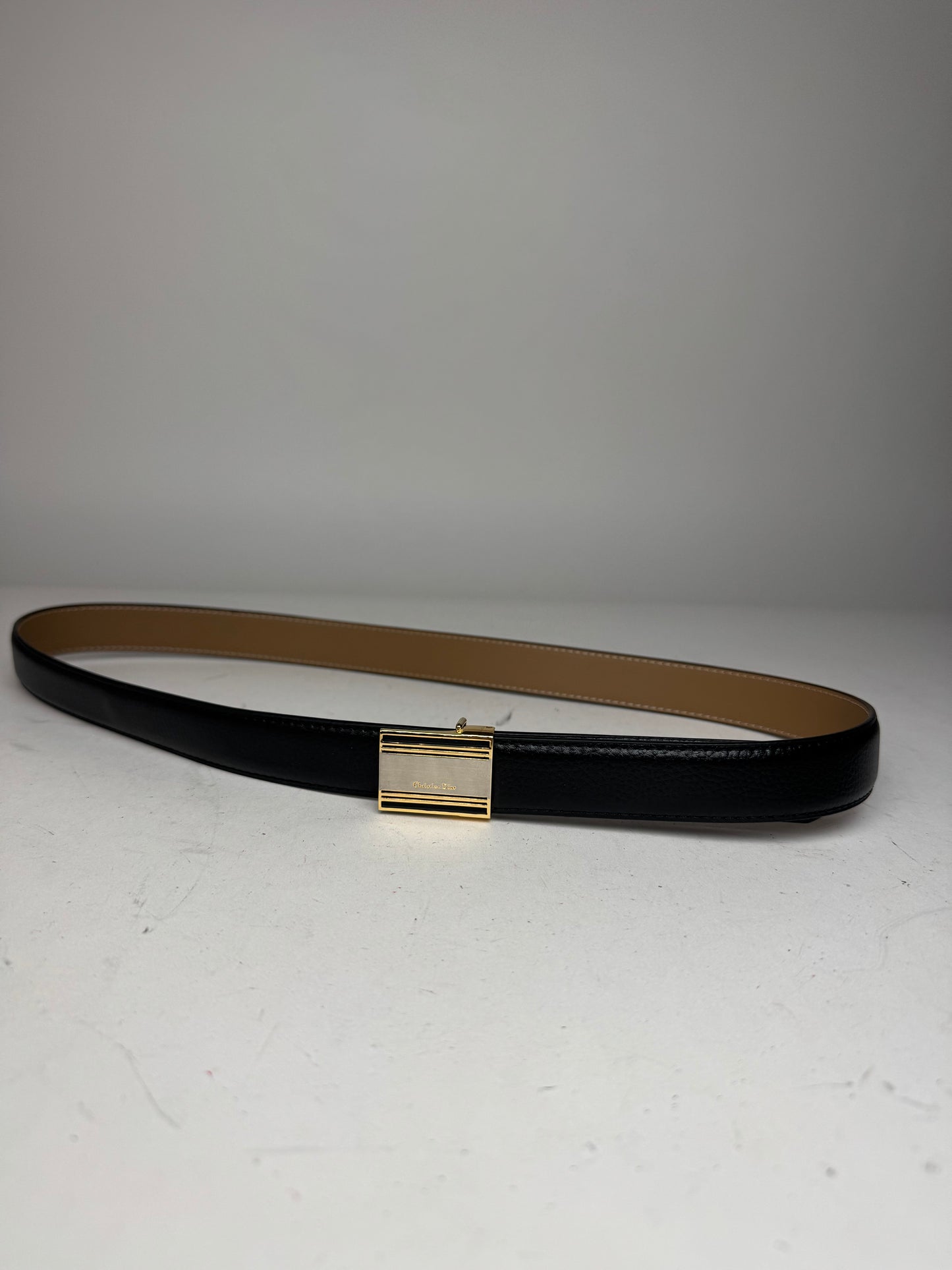 Vintage Dior Leather Belt Black
