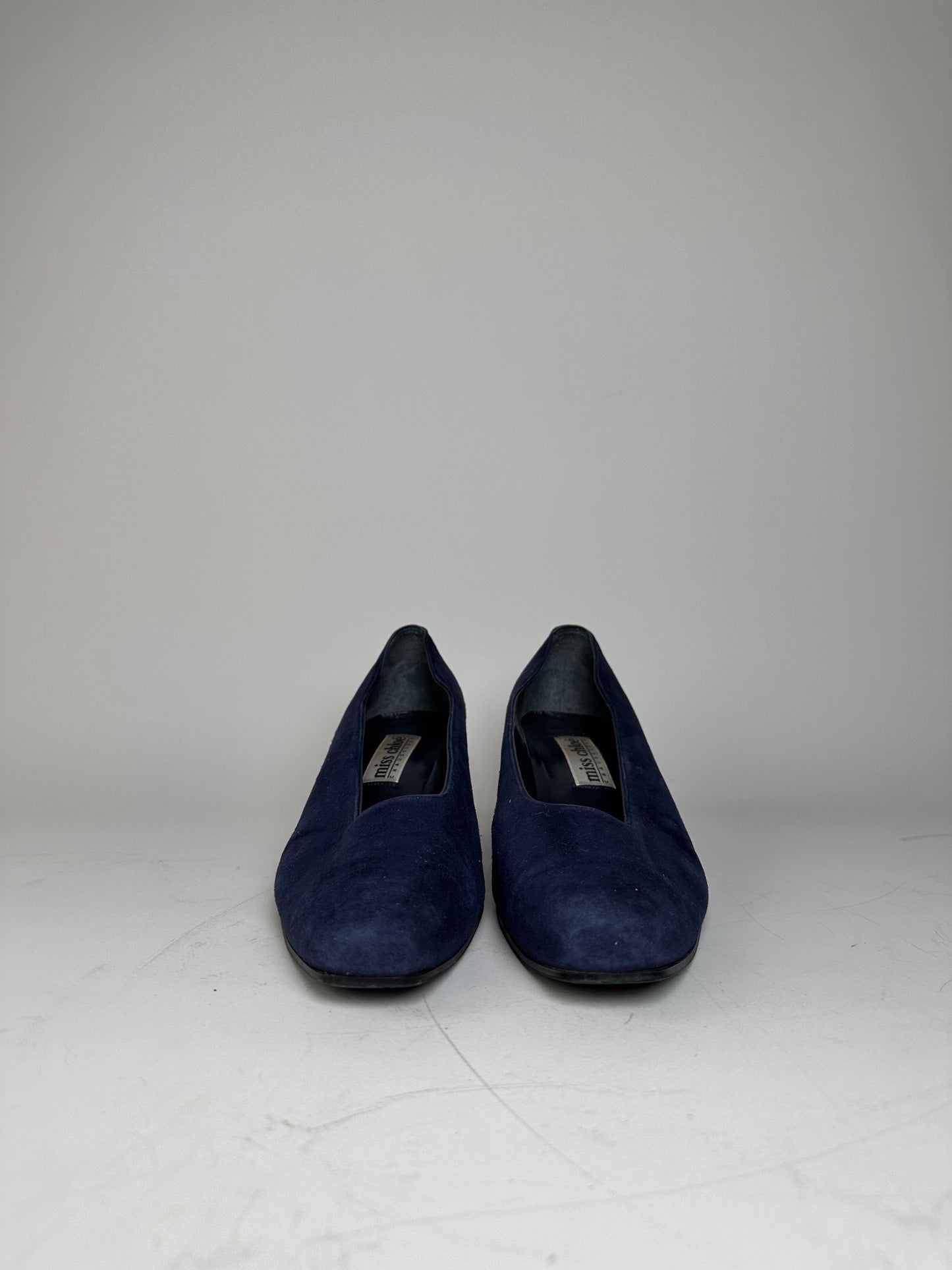 Vintage Chloe Suede Pumps Navy Black Block Heel EU37