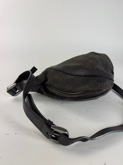 Sac vintage en toile monogrammée Gucci D Lock noir