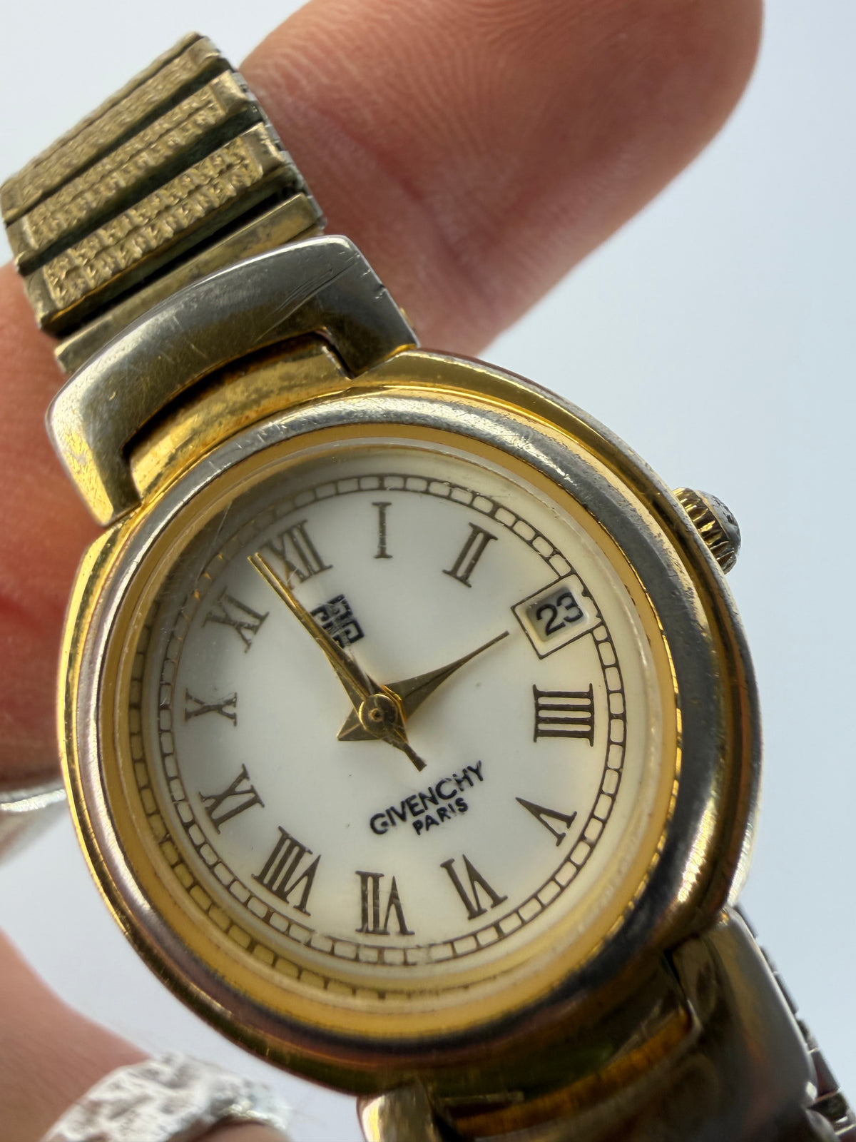 Vintage Givenchy Ladies' Bracelet Watch c. Late 1980s Gold White