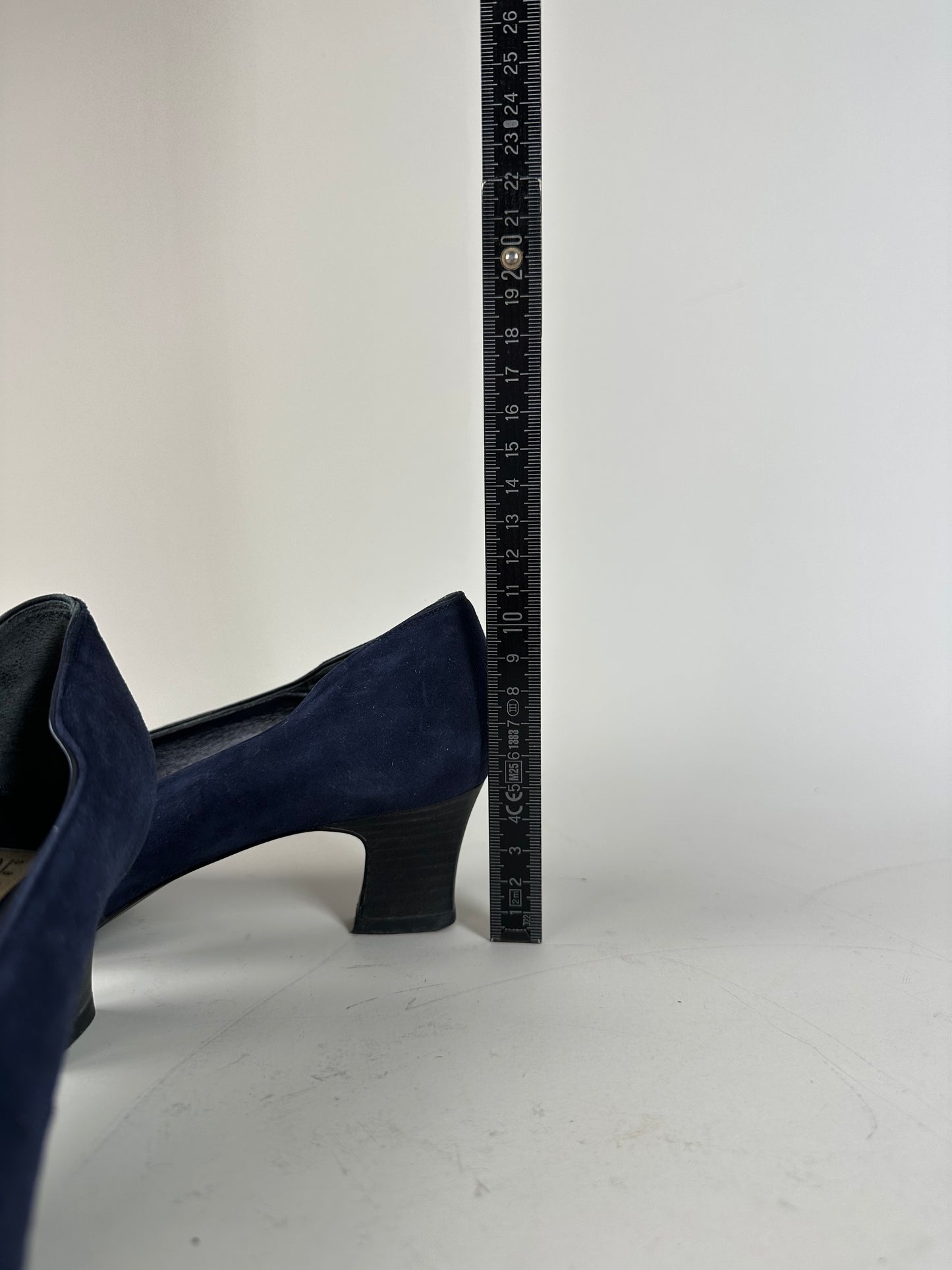 Vintage Chloe Suede Pumps Navy Black Block Heel EU37