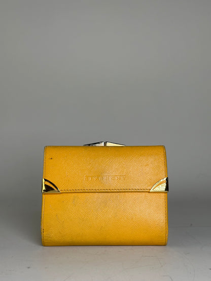 Vintage Givenchy Saffiano Leather Wallet Yellow Silver