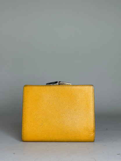 Vintage Givenchy Saffiano Leather Wallet Yellow Silver