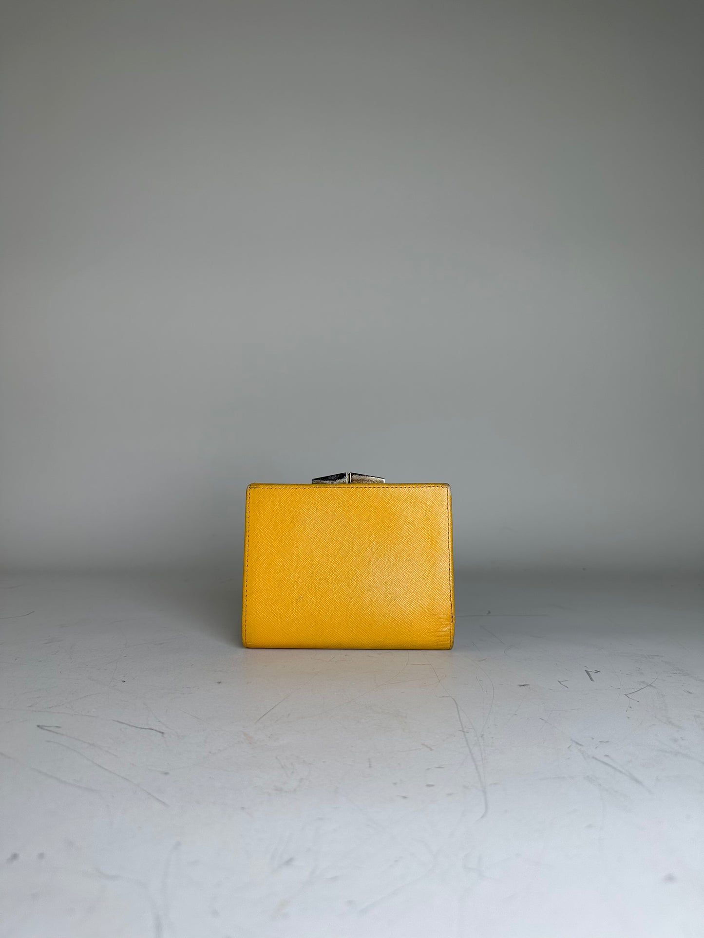 Vintage Givenchy Saffiano Leather Wallet Yellow Silver