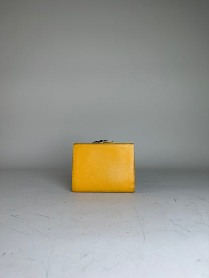 Vintage Givenchy Saffiano Leather Wallet Yellow Silver