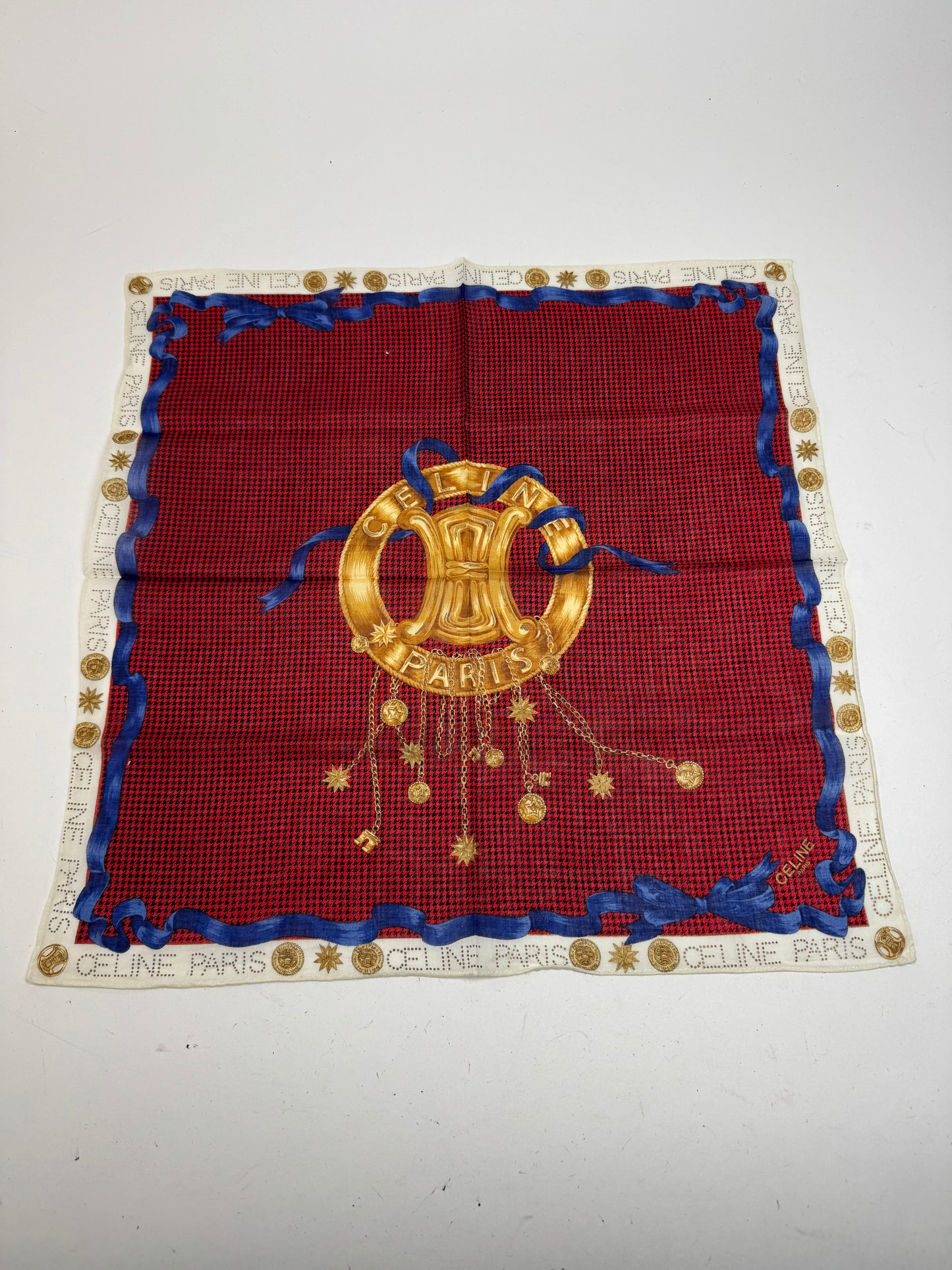 Vintage Celine Paris Scarf Triomphe Red