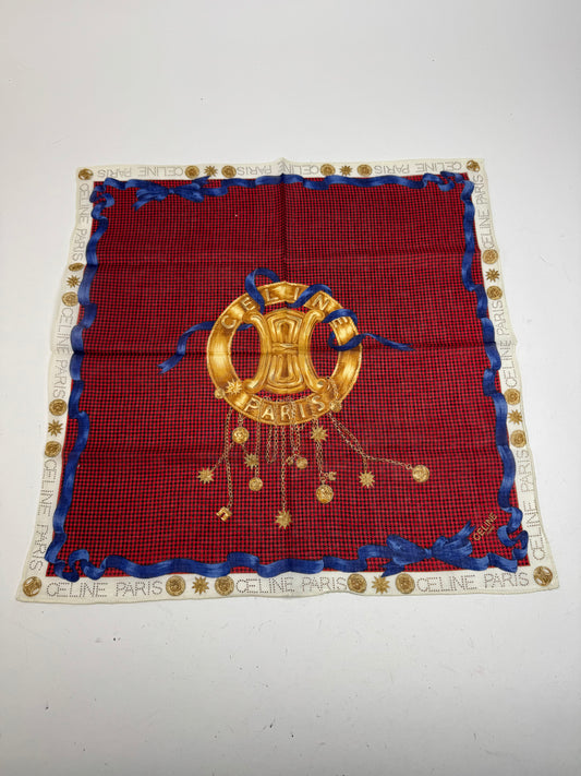Vintage Celine Paris Scarf Triomphe Red