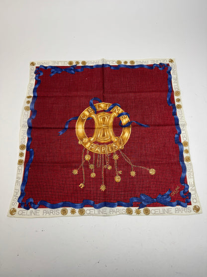 Vintage Celine Paris Scarf Triomphe Red