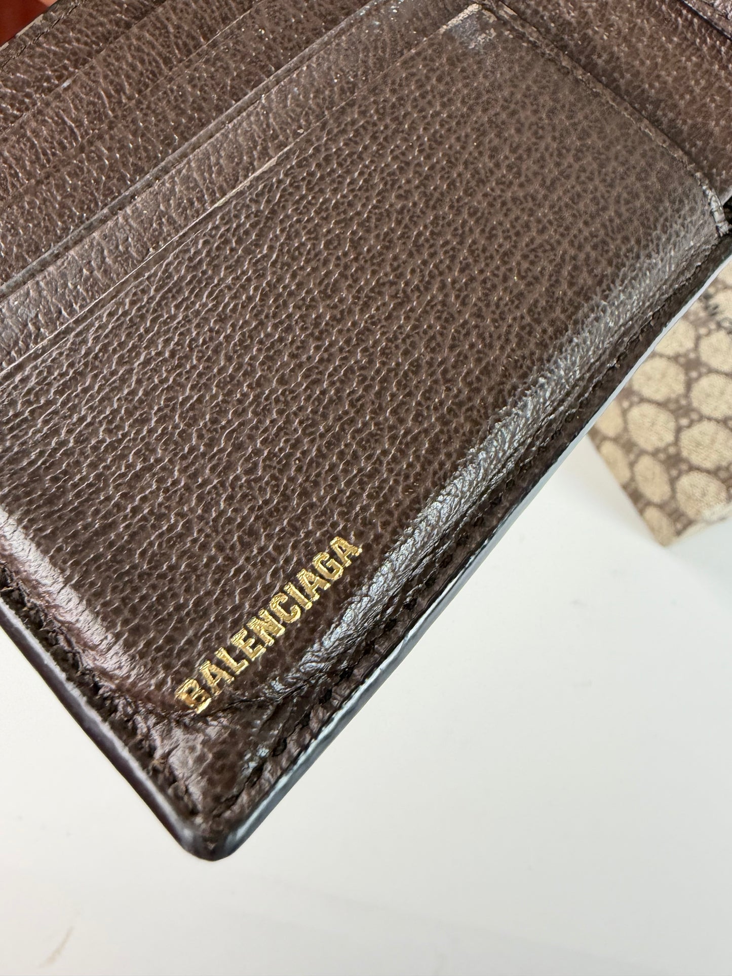 Vintage Balenciaga BB Monogram Canvas Wallet Beige Brown