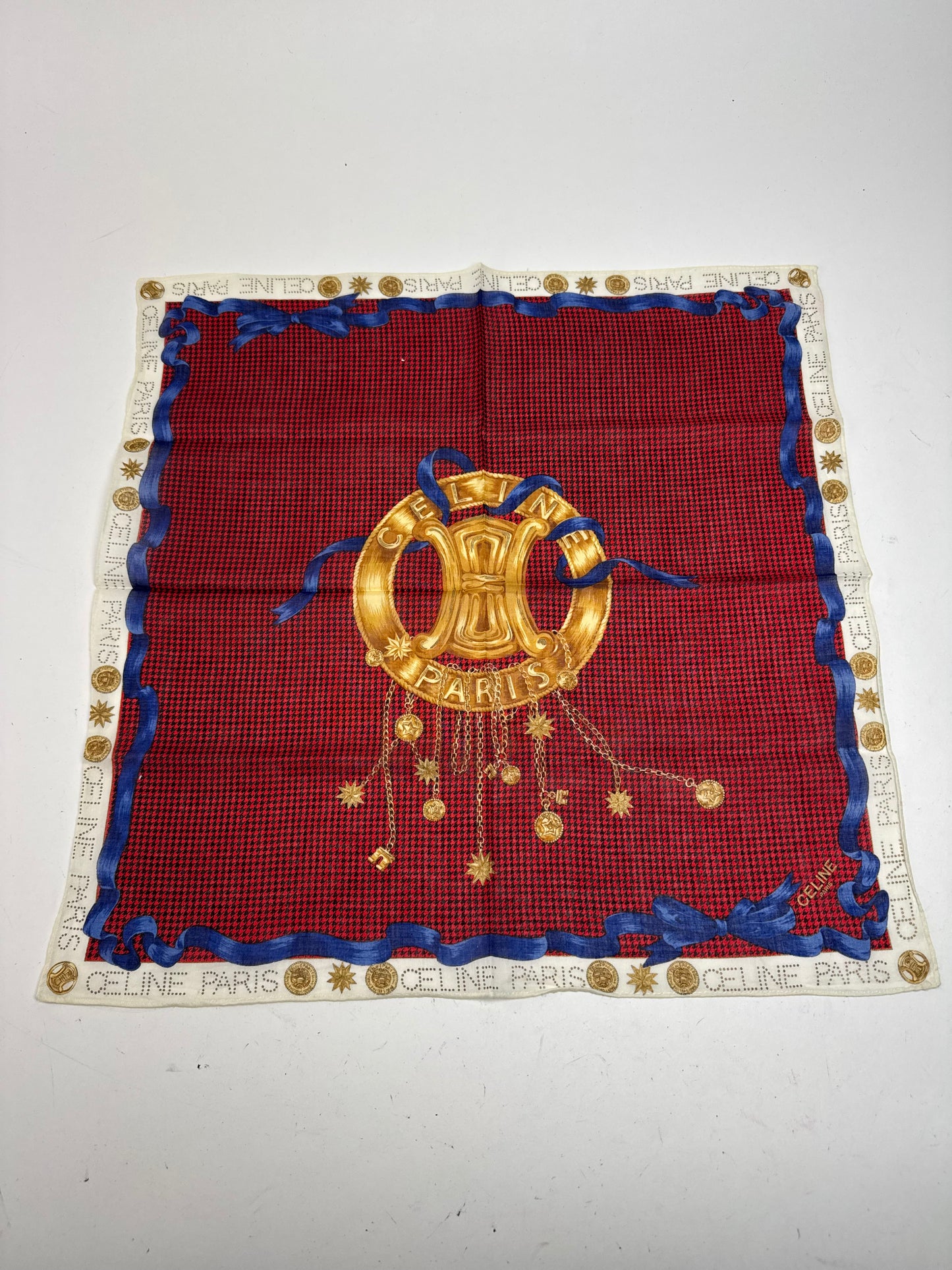 Vintage Celine Paris Scarf Triomphe Red