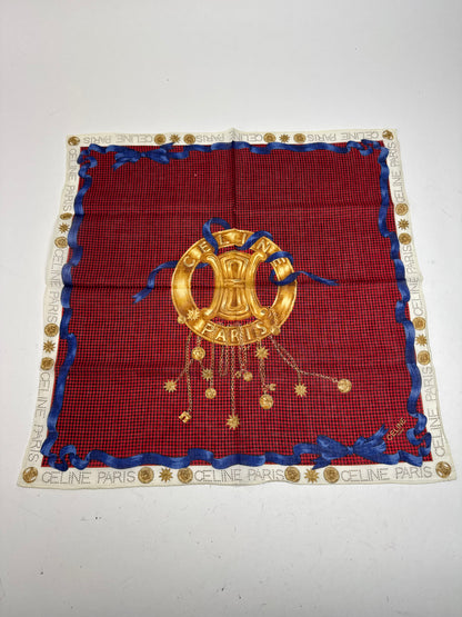 Vintage Celine Paris Scarf Triomphe Red